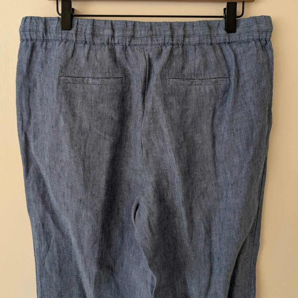 Charter Club Luxury Womens Medium 100% Linen Pants Blue Vacation Resortwear - Picture 6 of 8
